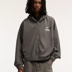Washed STWD zip-up hoodie