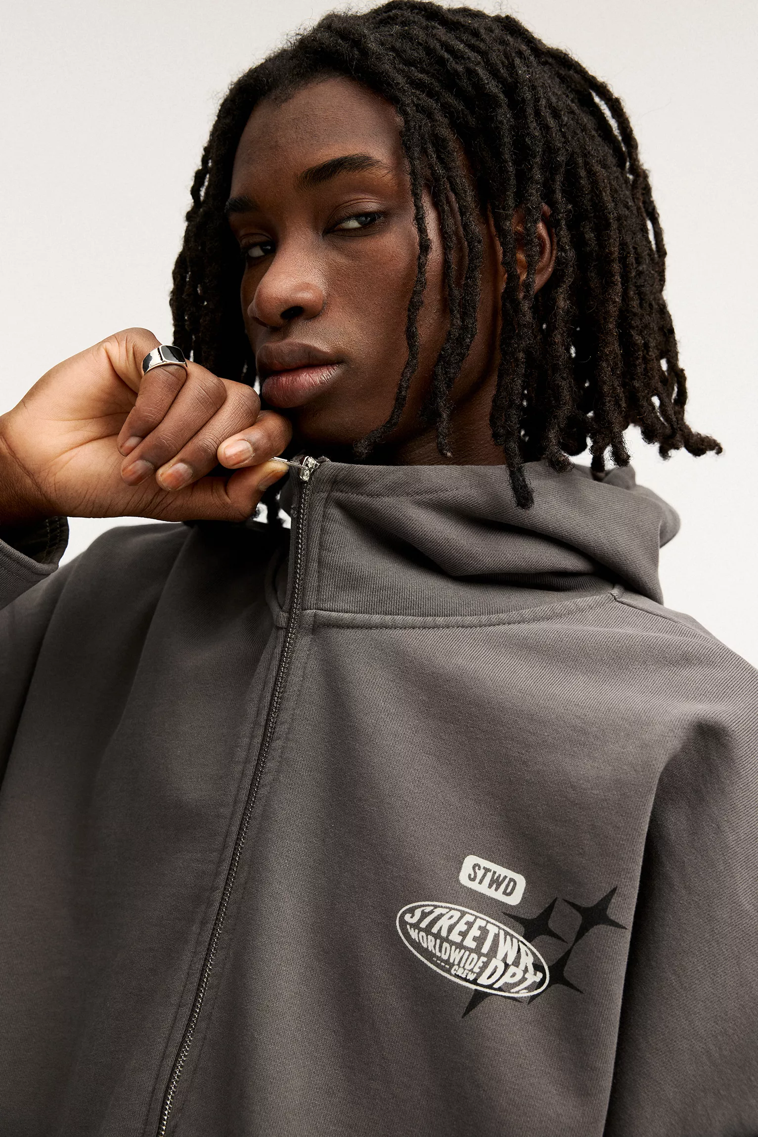 Washed STWD zip-up hoodie - Image 3