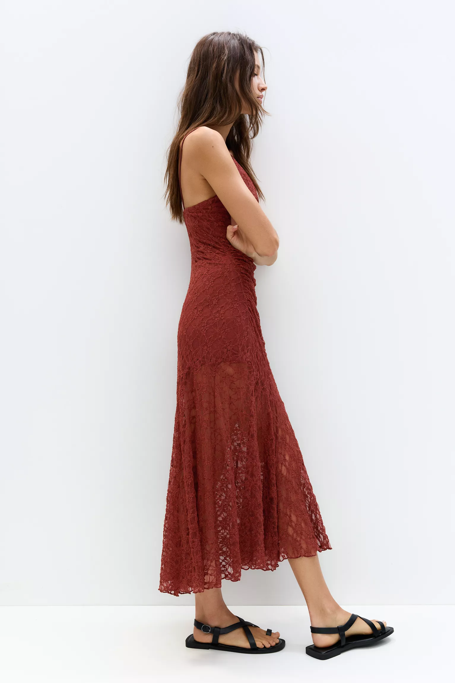 Lace-trimmed midi dress - Image 3